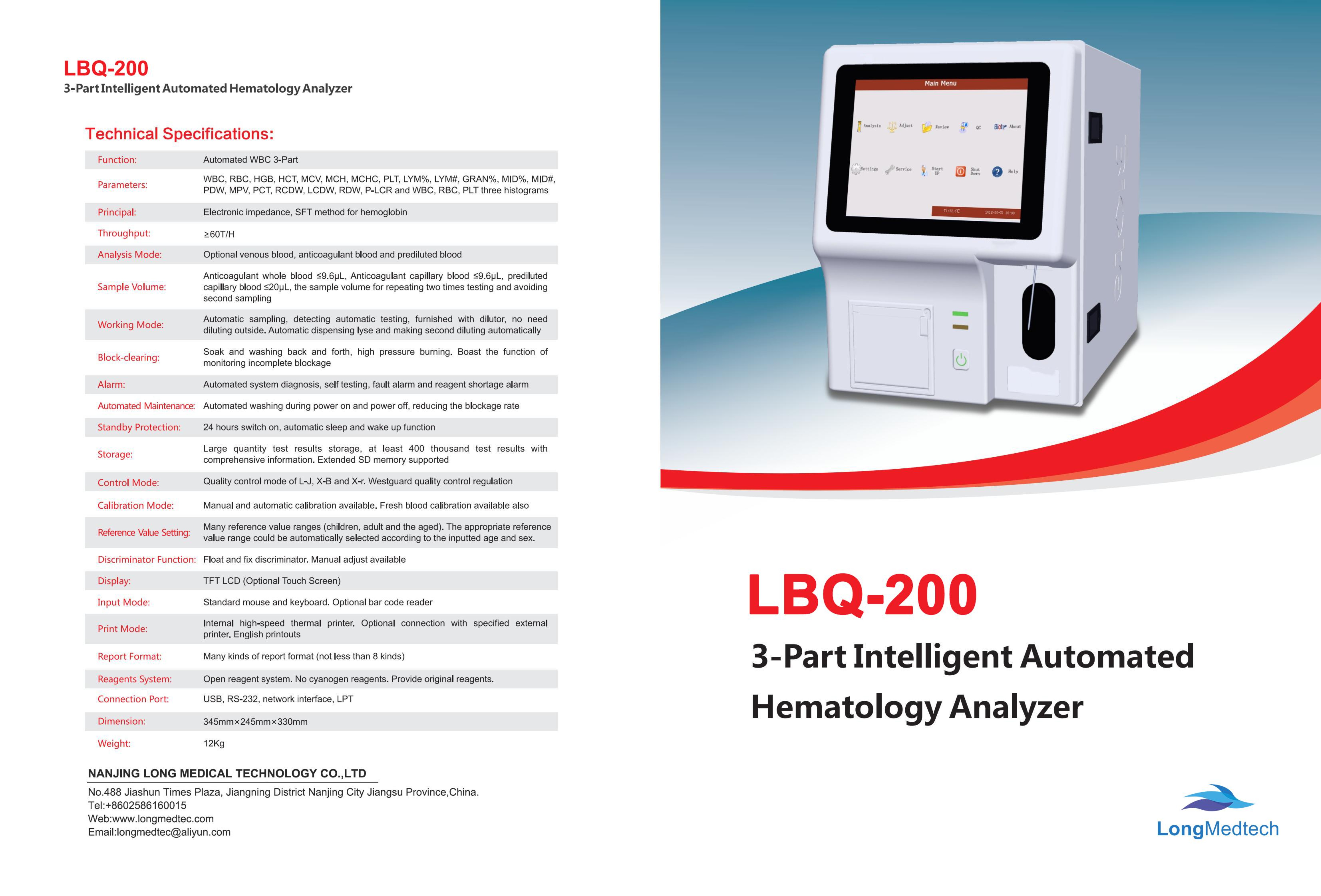 LBQ-200 3-Part Intelligent Automated Hematology Analyzer-1