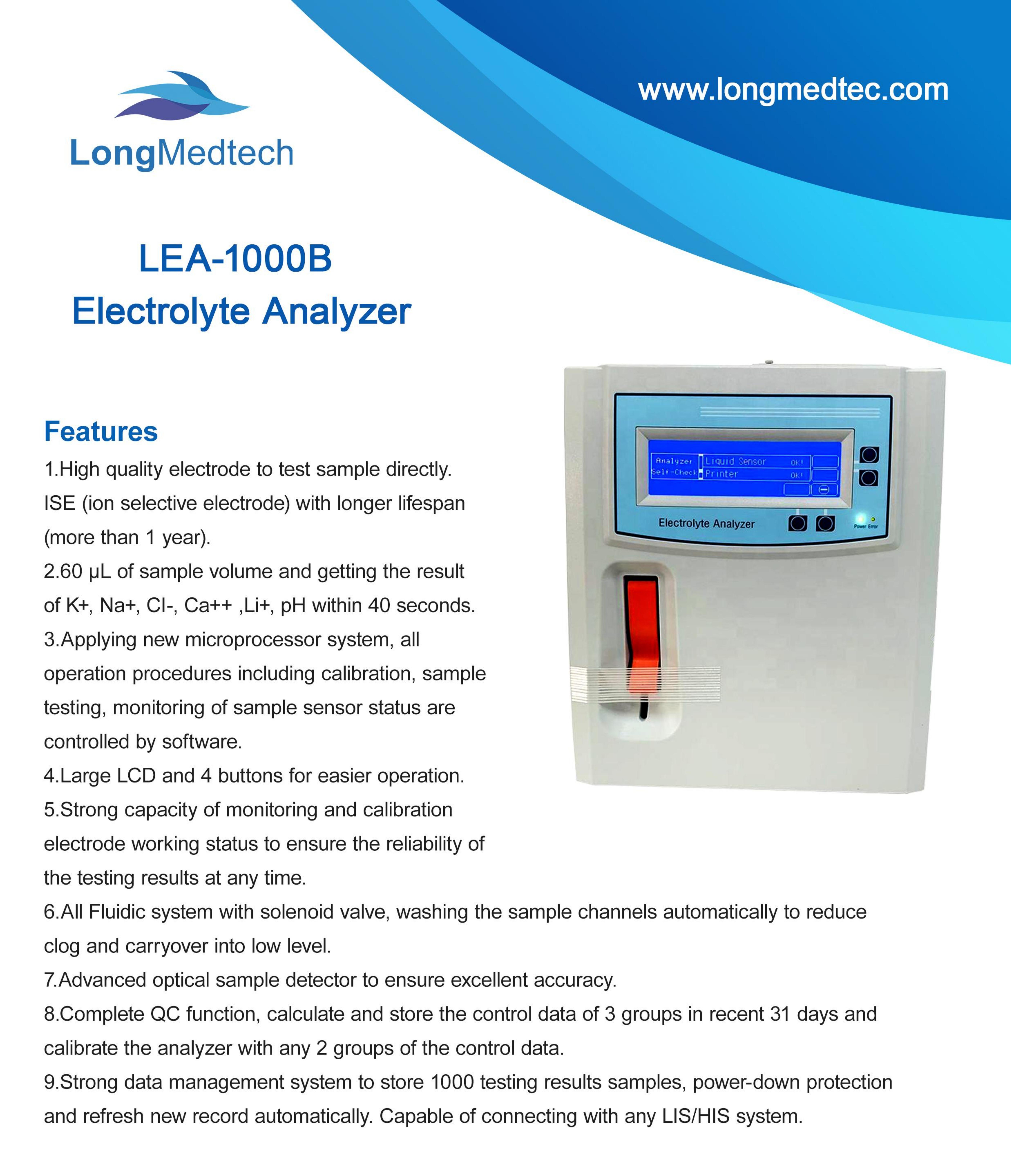 Analyseur d'&eacute;lectrolytes LEA-1000B-1