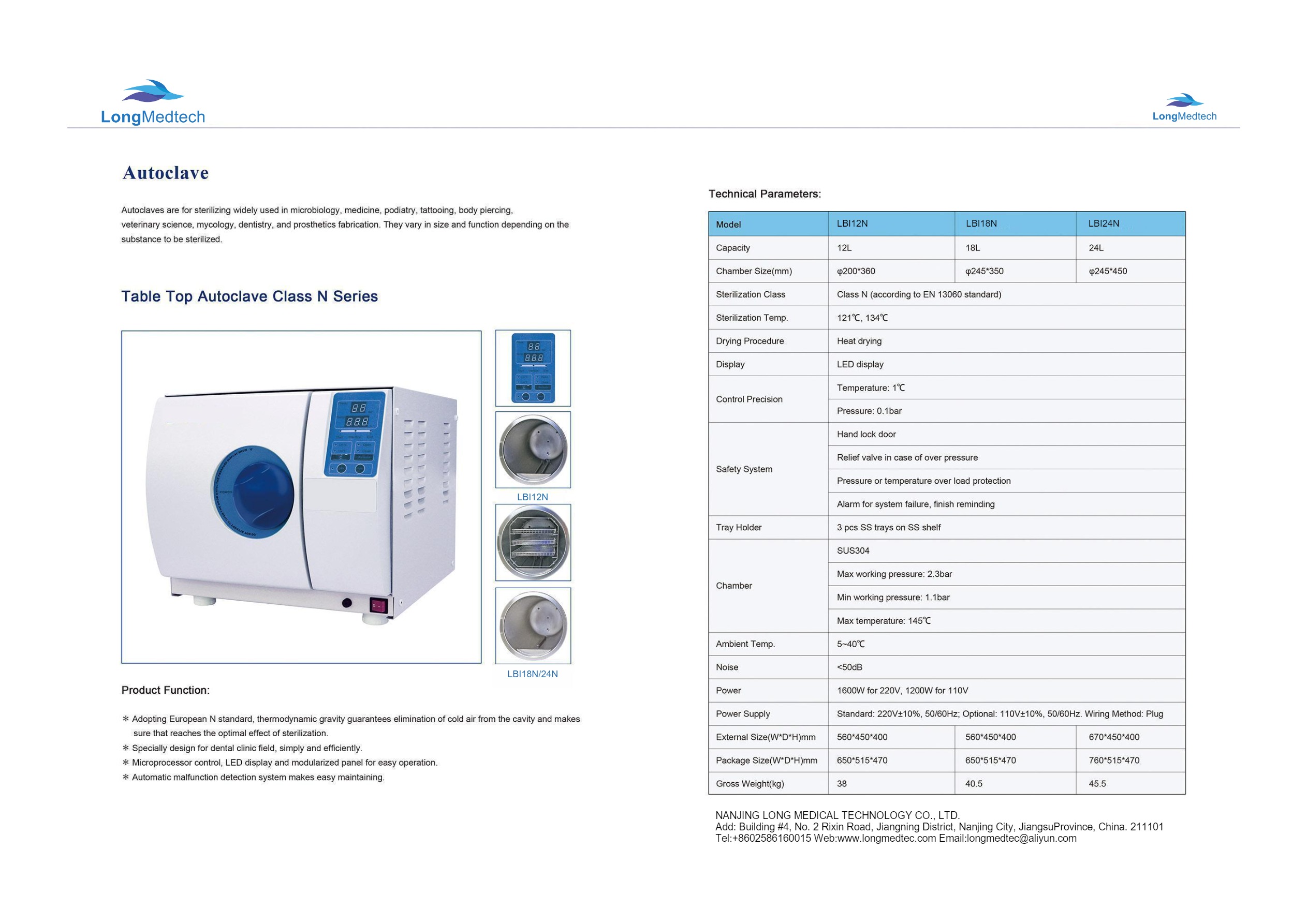 LBI12N table top autoclave class n series-1