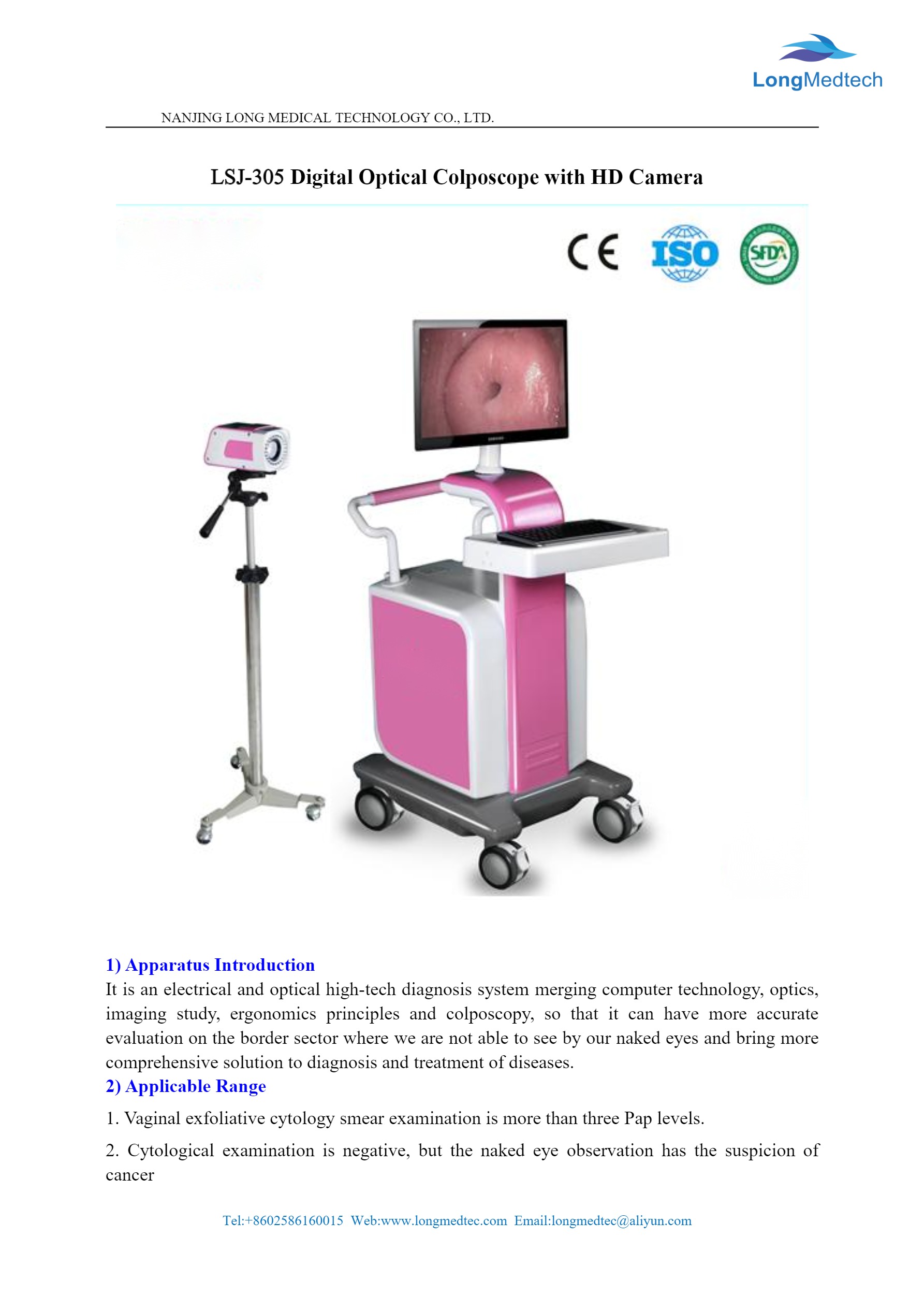Colposcope optique num&eacute;rique LSJ-305 avec cam&eacute;ra HD-1