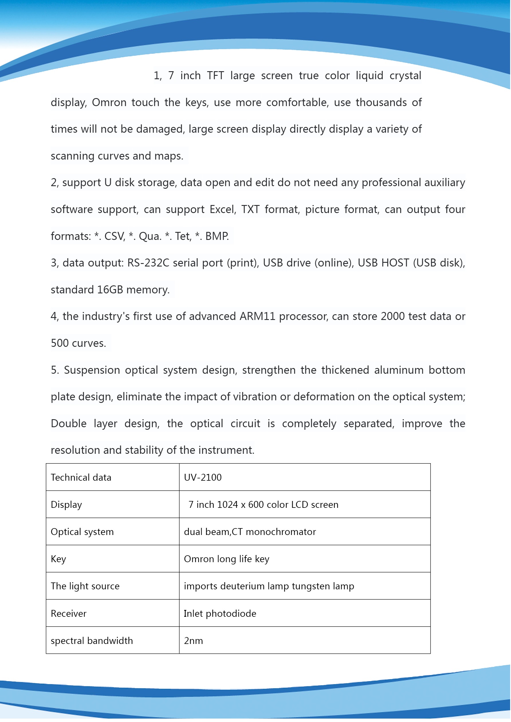 UV-2100 Dual beam UV-visible spectrophotometer-2