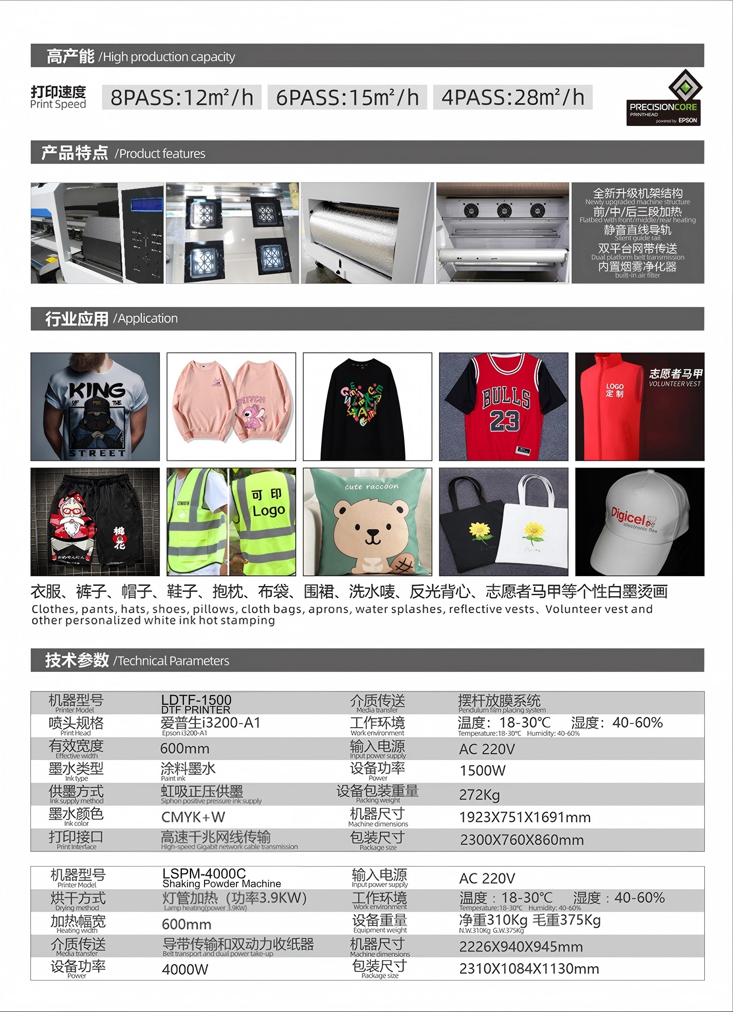 LDTF-1500 LSPM-4000C طابعة DTF ونظام شاكر المسحوق-1