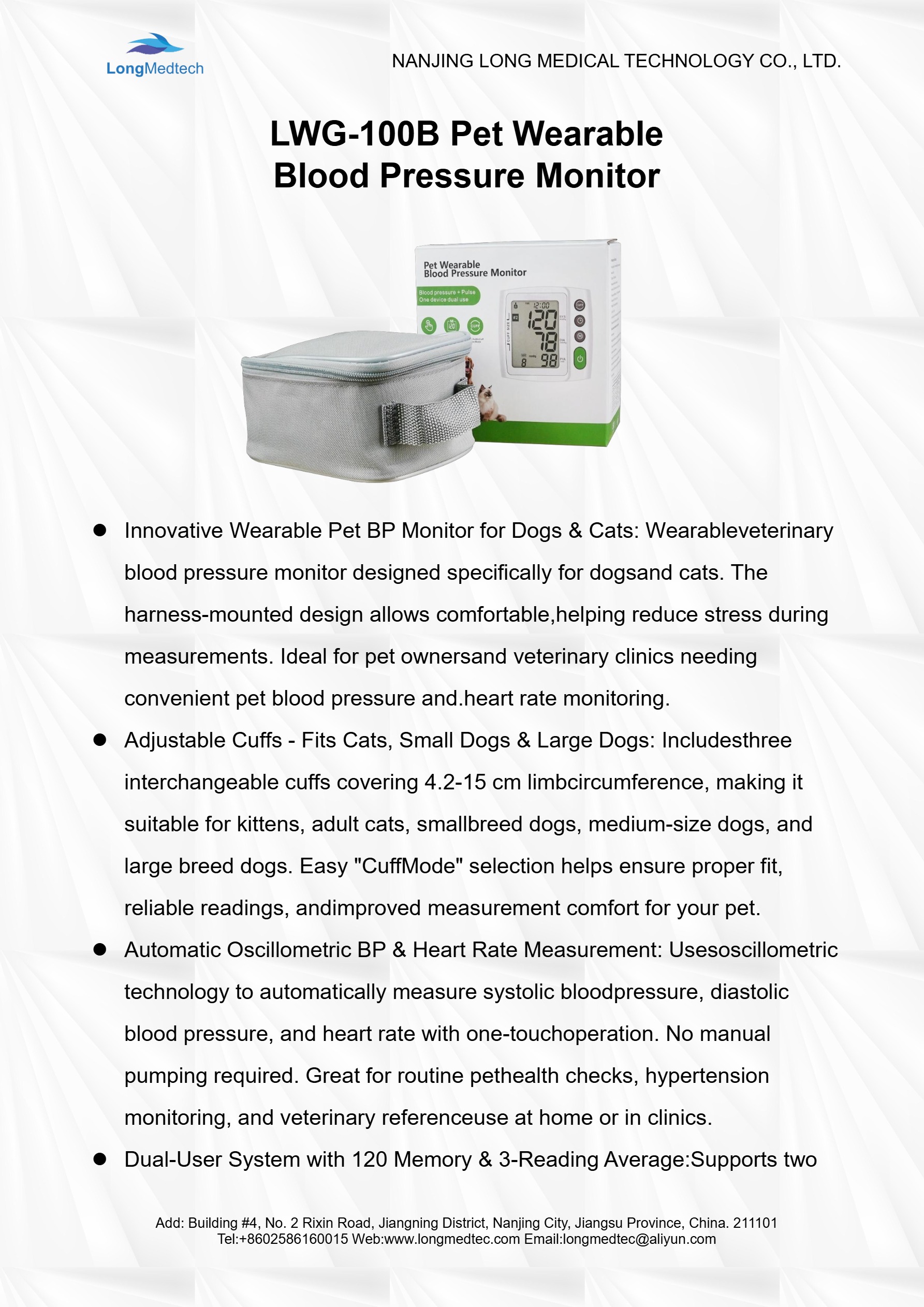 LWG-100B Pet Wearable Blood Pressure Monito-1