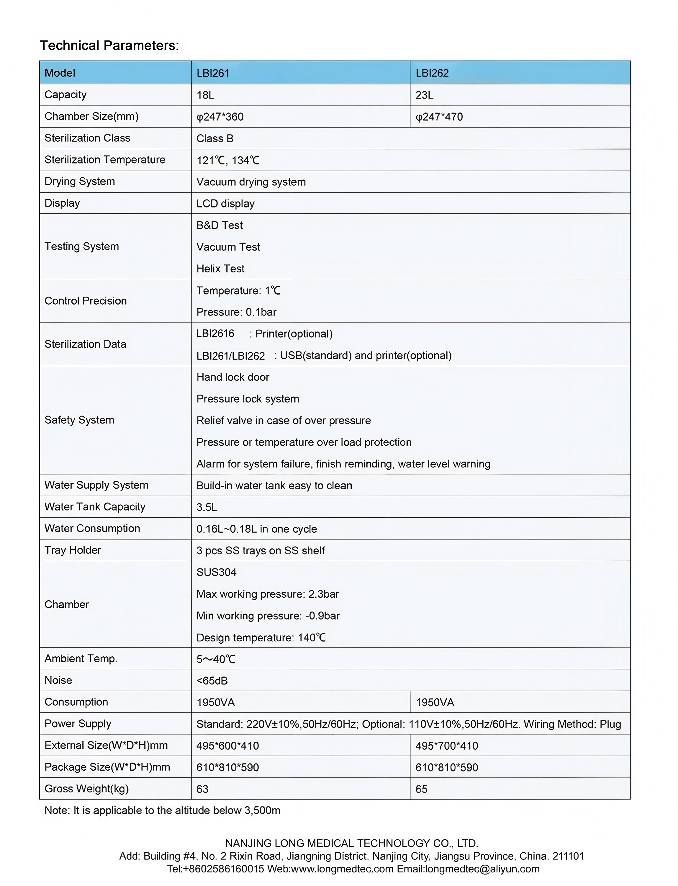 LBI261 LBI262 Table Top Autoclave Class B Series-(1)-1